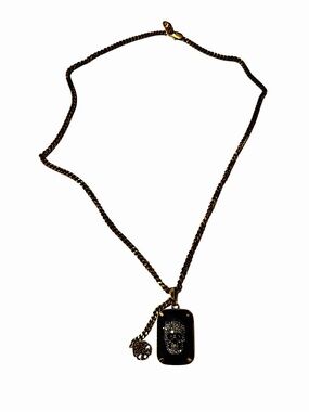 Alexander McQueen Gold Tone Skull Pendant Necklace